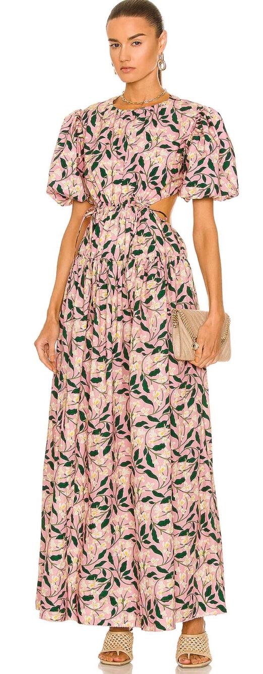 Agua by Agua Bendita Samba Midi Cutout Floral Dress Getaway Coastal Women's L